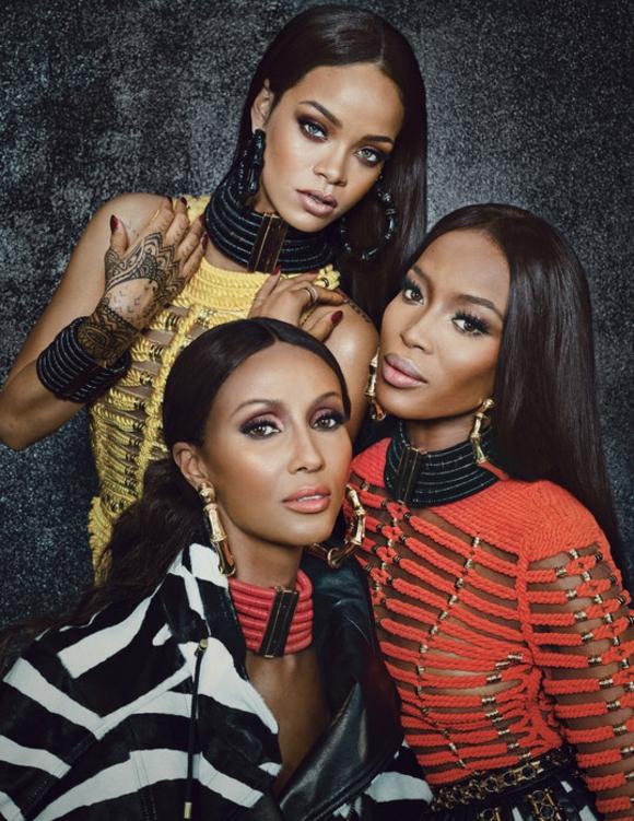 tre-modeller-med-svart-hår-Campbell-Rihanna-Iman
