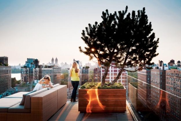 takterrass i trädgården med modern utsikt