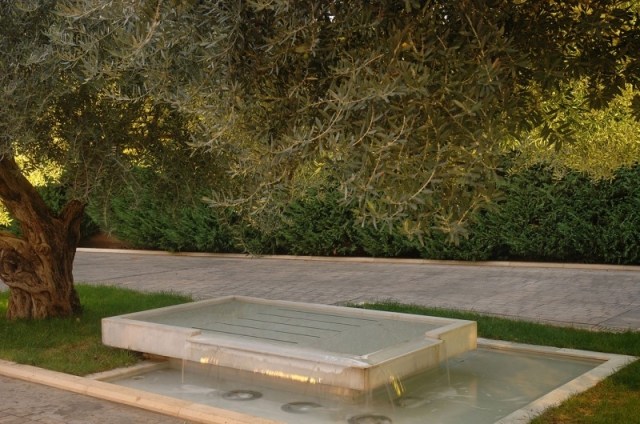 idéer trädgård design idéer vattensystem trädgård fontäner natursten