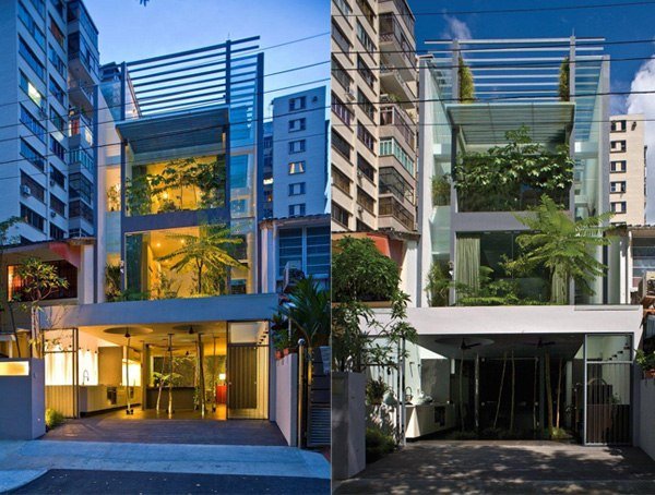 innergård i singapoor modern designfasad