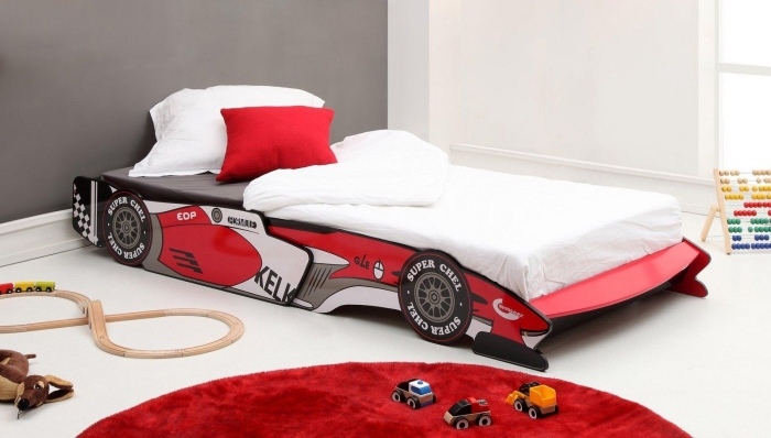 Spjälsäng-design-bil-bil-säng-lek-säng-racing-bil-röd-mdf-platta