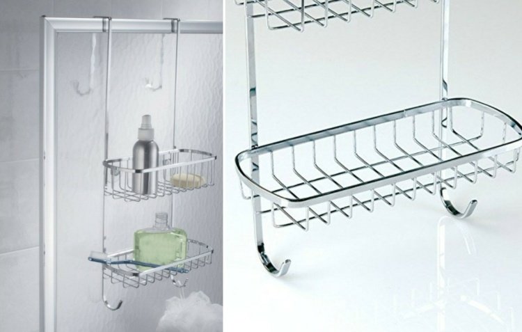 litet-badrum-dusch-vägg-hängande-korgar-metall-lätt att montera