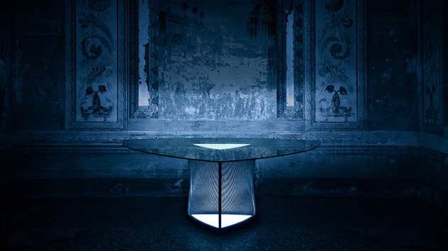 Design matbord rektangulära glasskivor med självlysande paneler