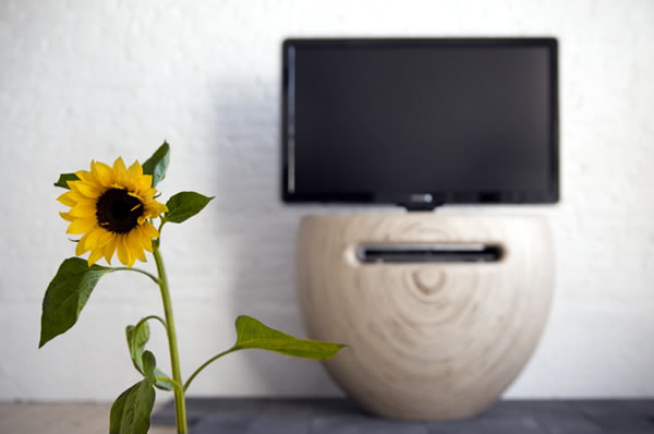 TV -stativ design blomma vas inspirerar designers