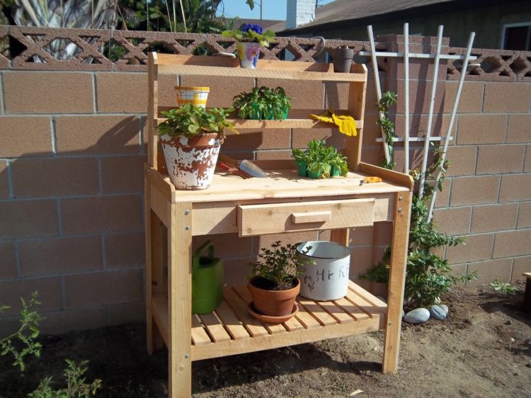planteringsbord för trädgården enkla idébrädor lådhyllor