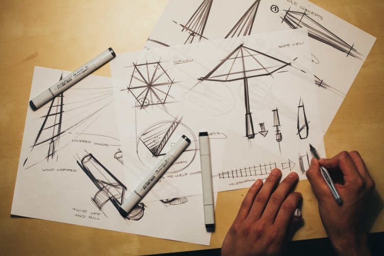 Paraply design origami kickstarter ritning