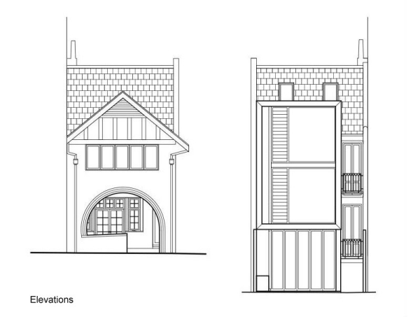 Ombyggt radhus i Sydney gammalt och modernt utseende