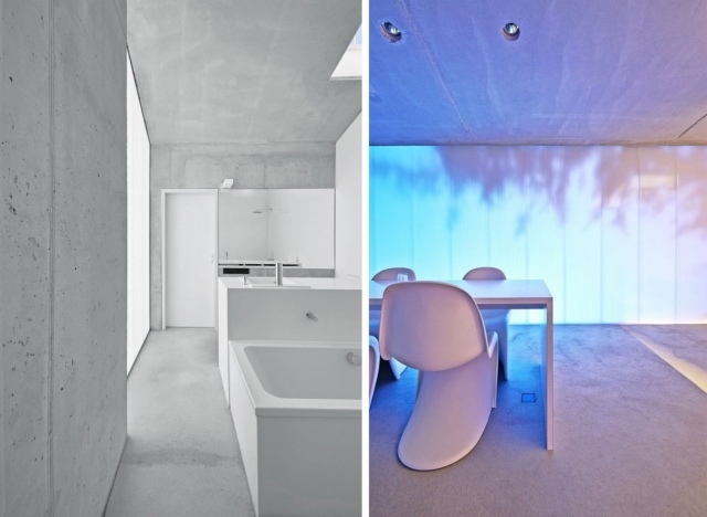minimalistisk-möblerad-exponerad betong-ljus-kök-matplats