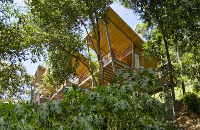 Pentak stil hus Costa Rica trä balkonger-Casa Flotanta