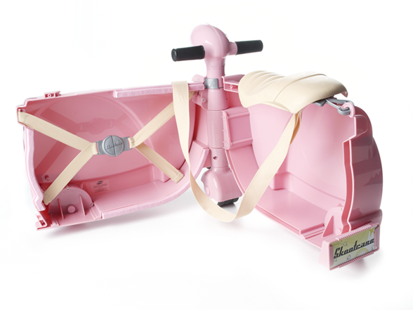 Barnvagn resor roligt rosa flicka scootcase