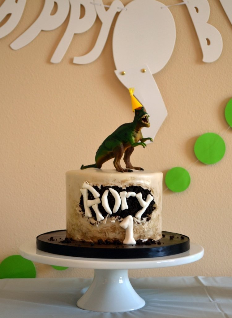 barn födelsedag dinosaurie tårta fondant namn dekoration figur