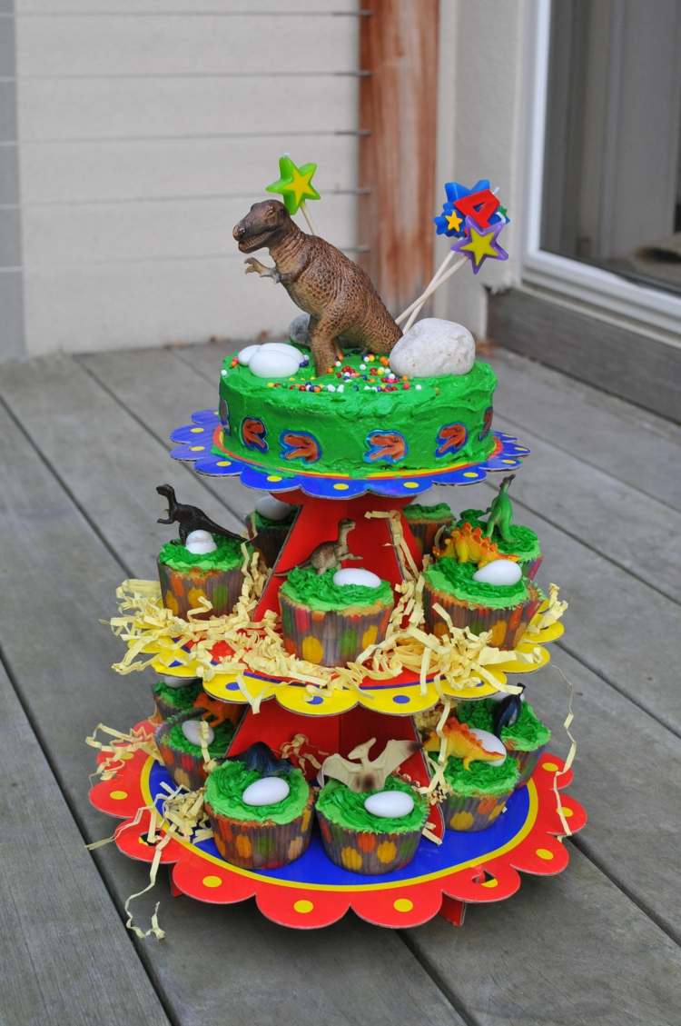 dinosaurie tårta cupcakes födelsedag dekorera leksaker födelsedag ljus