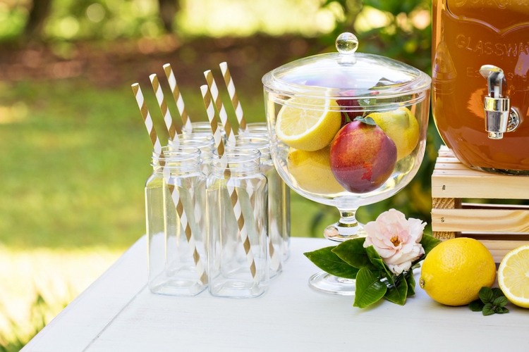 trädgårdsfest deco-drycker-sugrör-frukt-glas