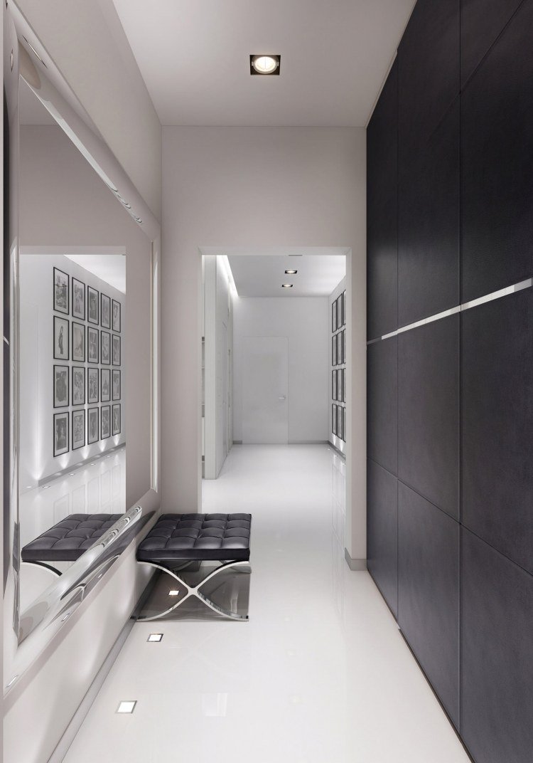garderob-inbyggd-modern-skjutdörrar-svart-matt-modern-korridor