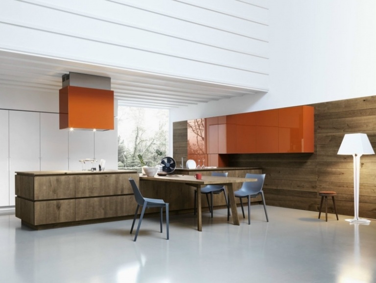 Inbyggt kök-kök ö-köksskåp-högglans-orange