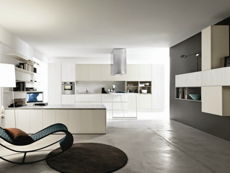Inbyggt kök-kök ö-modern-minimalistisk-vit
