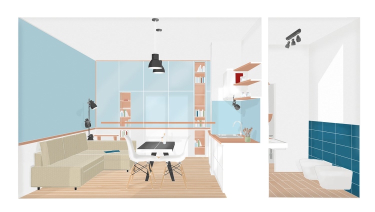 35 kvadratmeter lägenhet visualisering anläggning plan