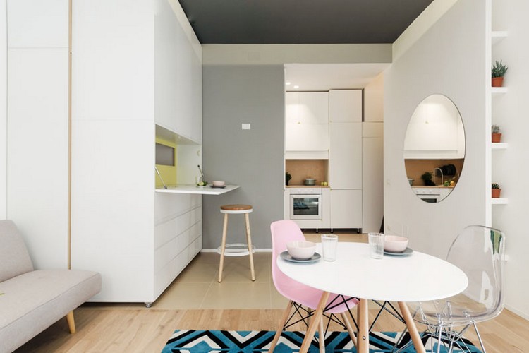 multifunktionell väggfällbar bordbar mini lägenhet
