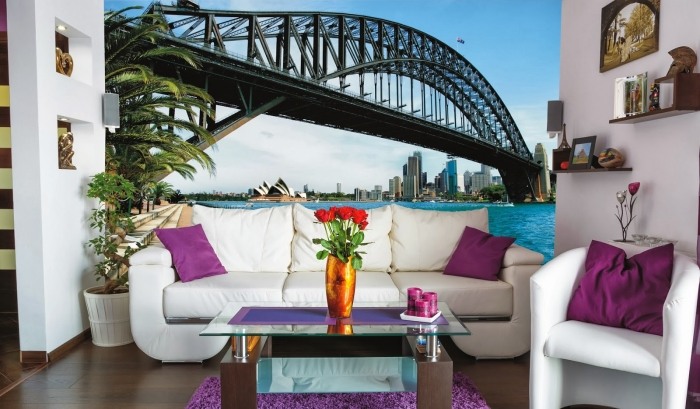 Bild-tapeter-som-vägg-dekoration-Sydney-bro-landskap-bilder