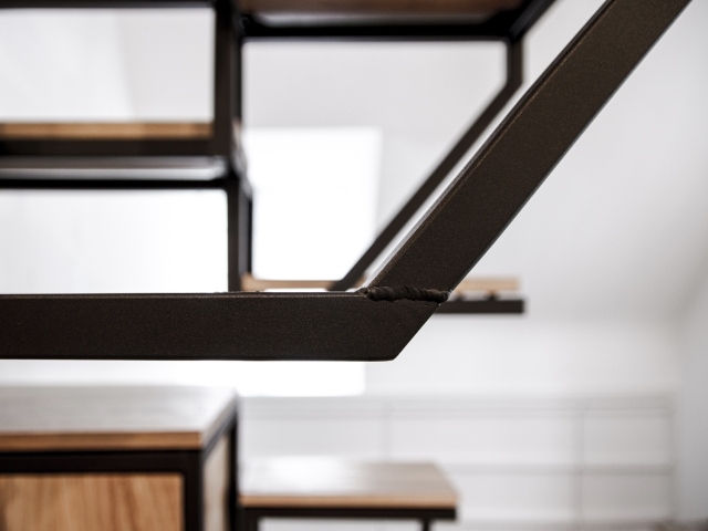 Objectélevé design installation trappa skrivbord stål