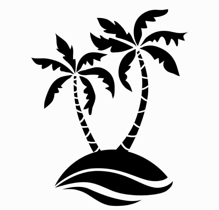 En liten ö med palmer skapar en semesterstämning