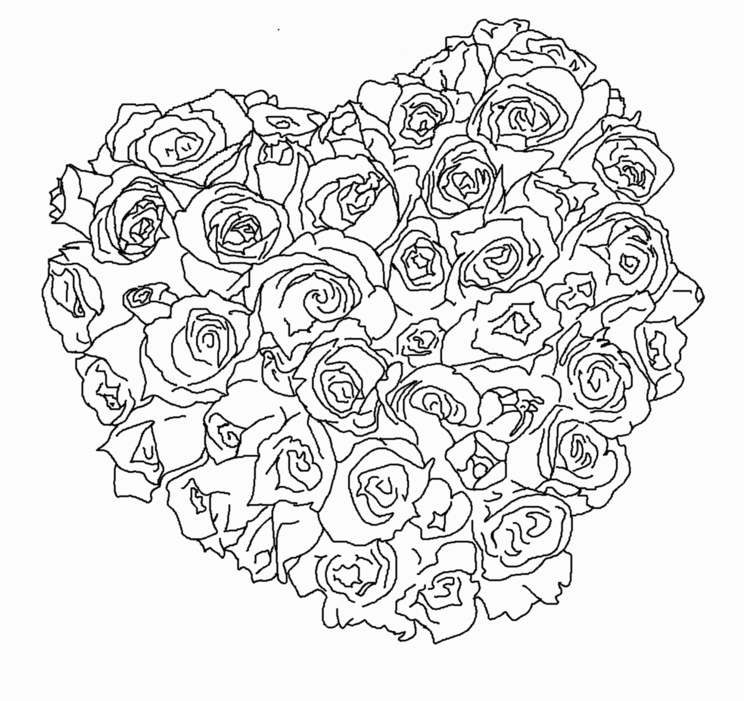 romantiskt hjärta av rosor som mall för fönsterdekorationen med krita markör
