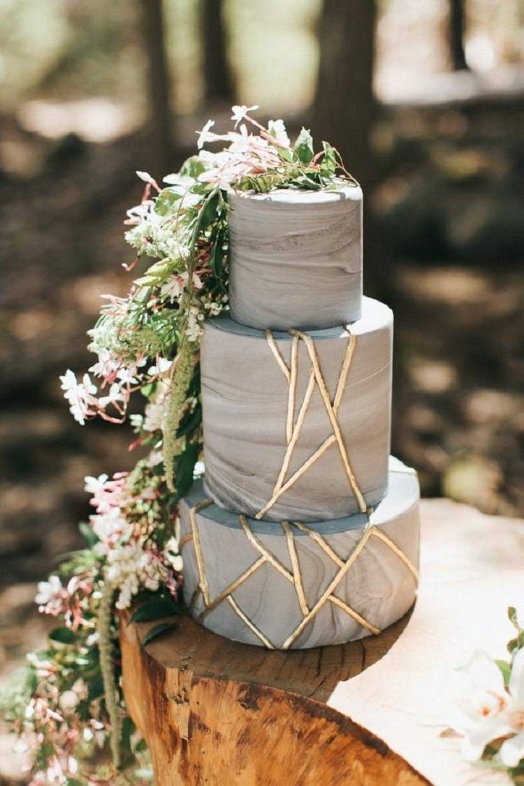 Bröllop dekorera geometriska mönster bröllopstårta marmor