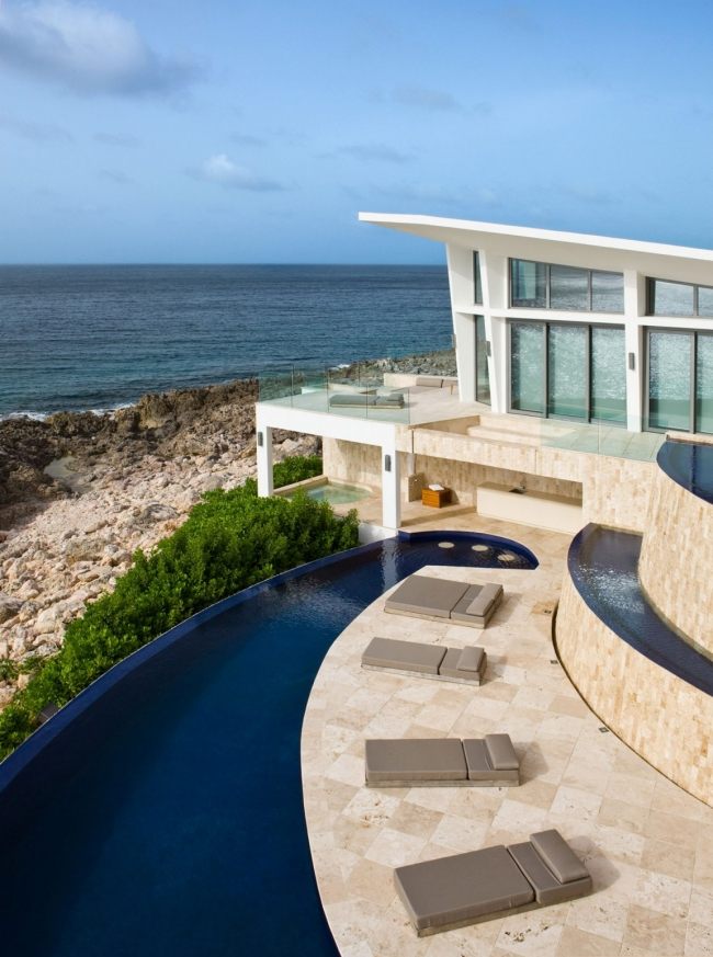 privat semester villa anguilla infinity pool strand hus terrass