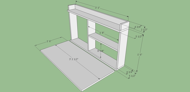 Hopfällbart bord för balkongbufféskåp bygg glasögon trä själv