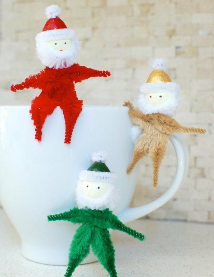 nikolaus-tinker-plysch-wire-pipe-cleaner-stjärna-form-röd-guld-grön