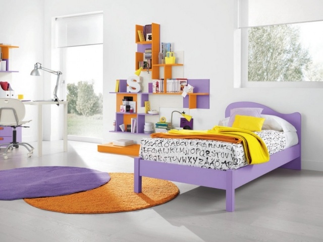 Färger-kombinera-barnrum-ungdomsrum-orange-ljus-lila