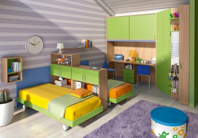 Moderna möbler-skiljeväggar-barnrum-sängar-på-hjul