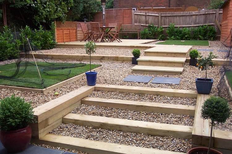 Yttre trappor gjorda av stensten enkel trädgårdstrappor trädgårdssteg sten trädgårdsterrass