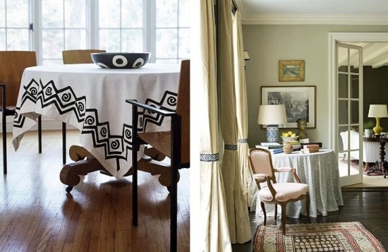 Geometriska mönster-vit bordsduk-höst lägenhet dekoration idéer