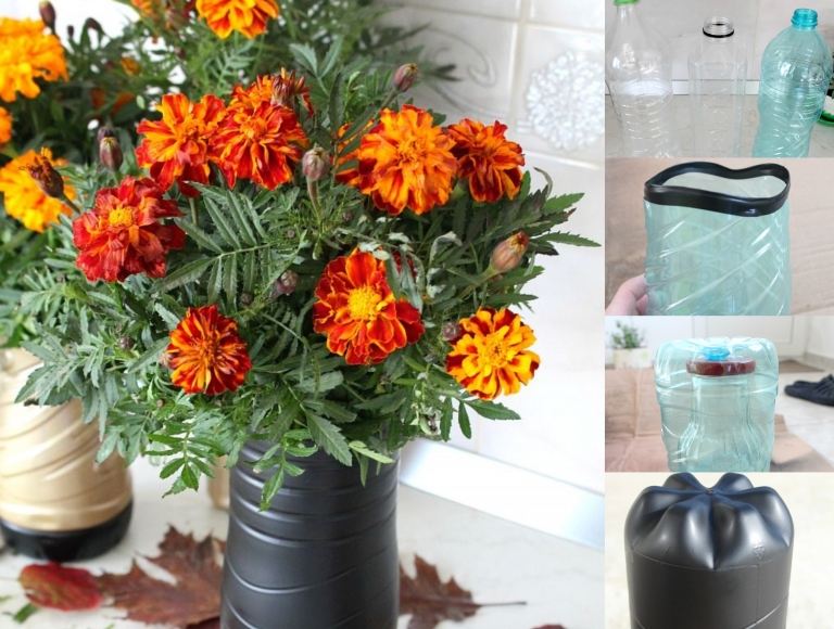 Upcycling idéer lätt DIY instruktioner blomma vas plastflaska lätt
