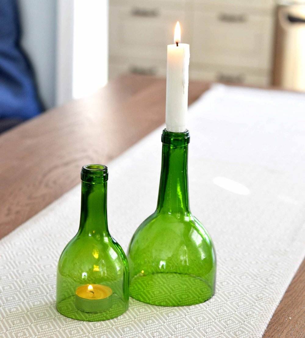 Upcycling idéer gör helt enkelt vinflaskor ljusstakar själv Instruktioner