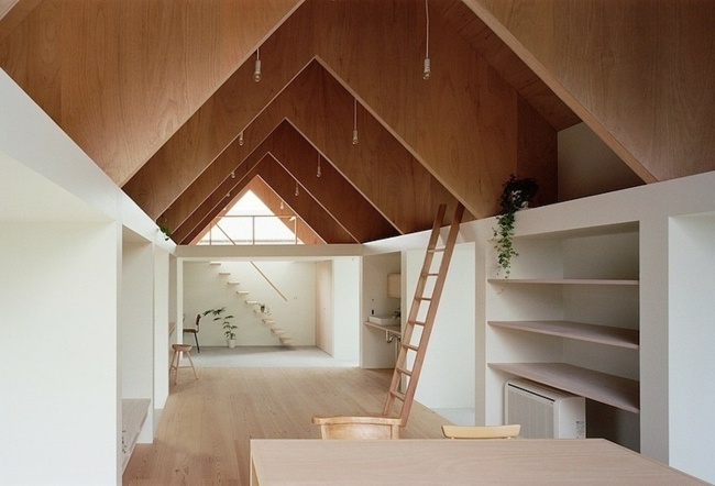 Arkitektur hus trä betong japansk stil