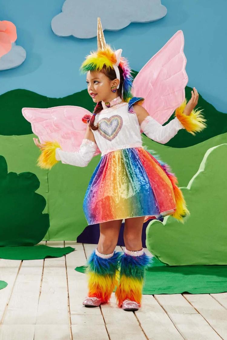 Unicorn kostym barn regnbågens vingar