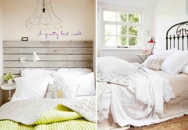 Idéer för sänggavel säng-metall-vita sängkläder kasta kuddar