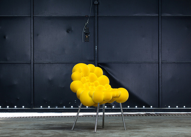 Designer stol Mutation design linje-gult starkt klädselskum