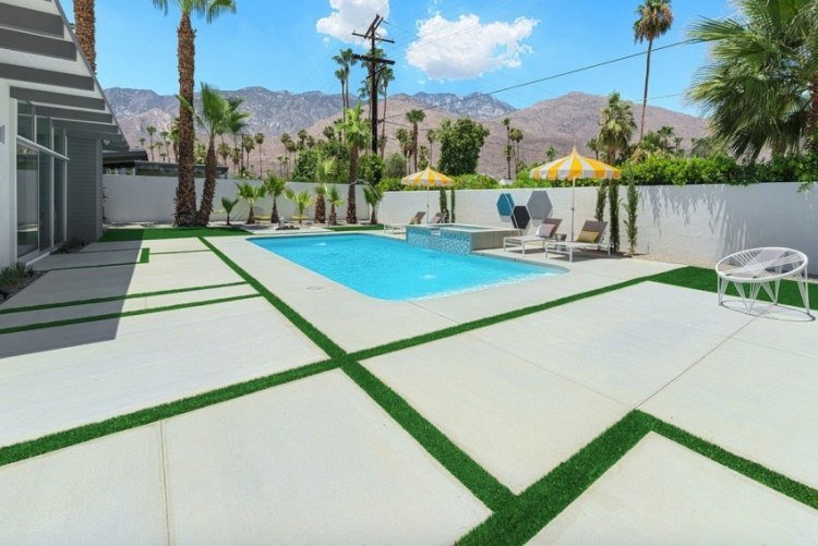 lyx hem california pool flagsten gräsmatta