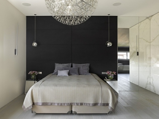 Sovrum-för-gäster-inredning-design-partition-glas-dörr-marmor-effekt-inramning