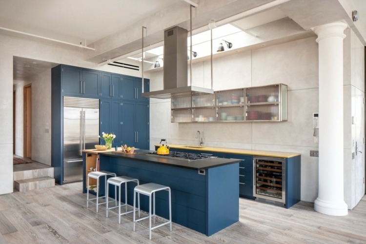kök färger blå gul grå modern stil barstol