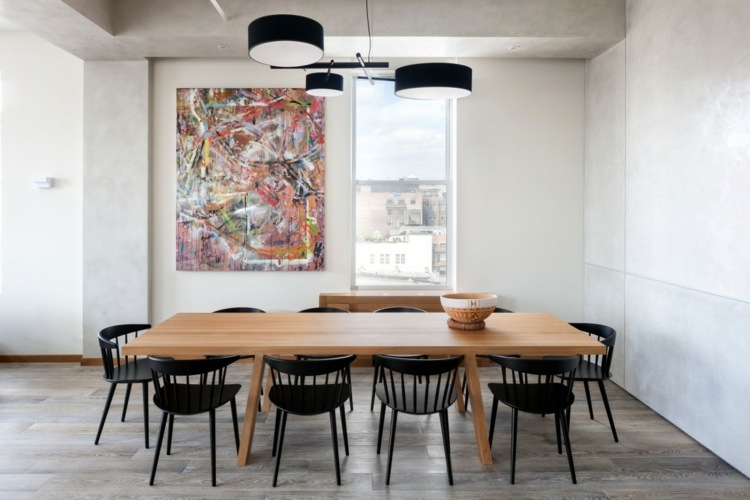 matbord trä stolar svart modern design bildinredning