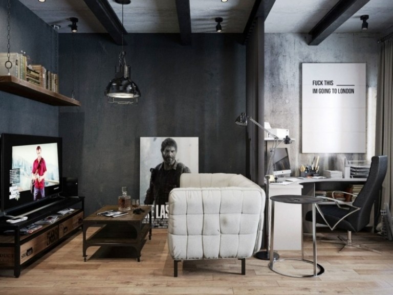 möblering-vardagsrum-modern-design-soffa-tv-arbetsplats-trägolv
