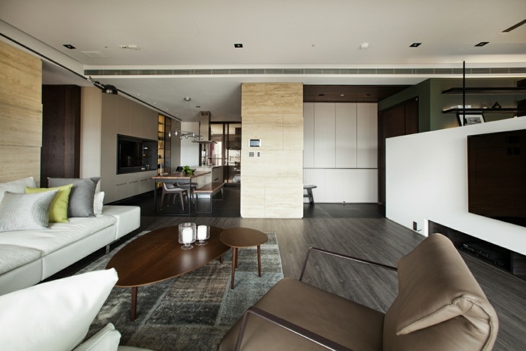 inredning modern asiatisk stil ekologisk soffbord partition beige stol