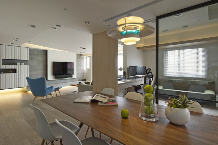 inredning minimalistisk asiatisk design matsal belysning lampa möbler modern