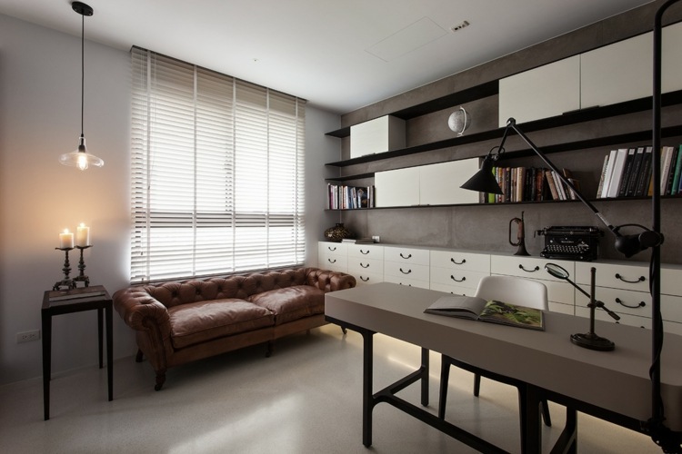 möbler med minimalistisk asiatisk design lädersoffa vägg enhet