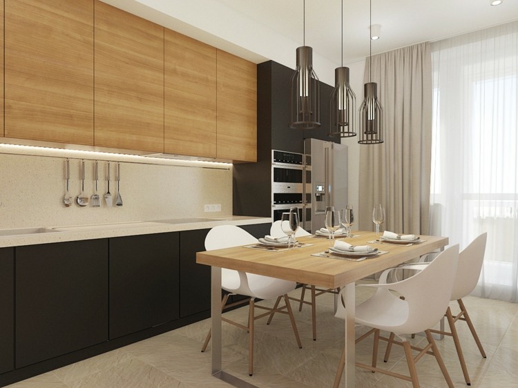 rum små möbler idéer kök matsal minimalistiskt svart trä