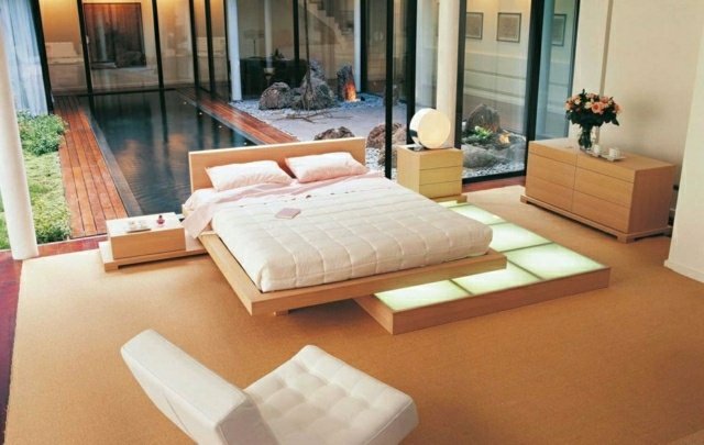 Golv LED -paneler byrå modern sovrum japansk stil